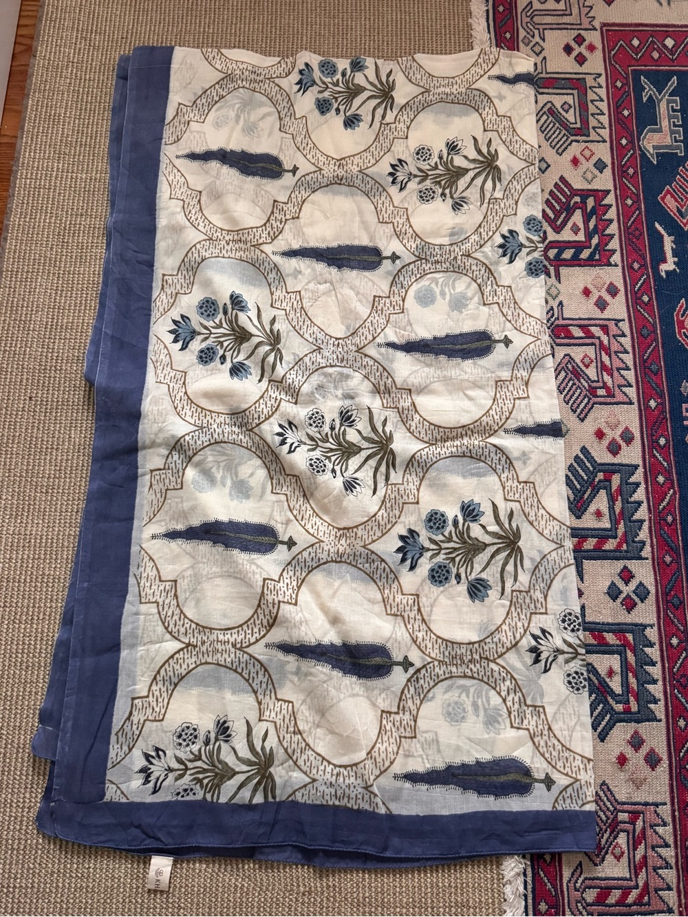 Khasto cotton block print scarf, 44x74, new condition